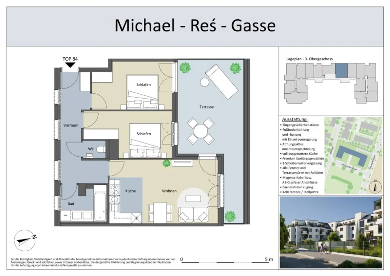 ZWEITBEZUG 3 Zimmer-TERRASSEN-Neubauwohnung - HOFSEITIG