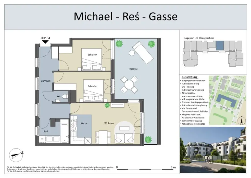 ZWEITBEZUG 3 Zimmer-TERRASSEN-Neubauwohnung - HOFSEITIG
