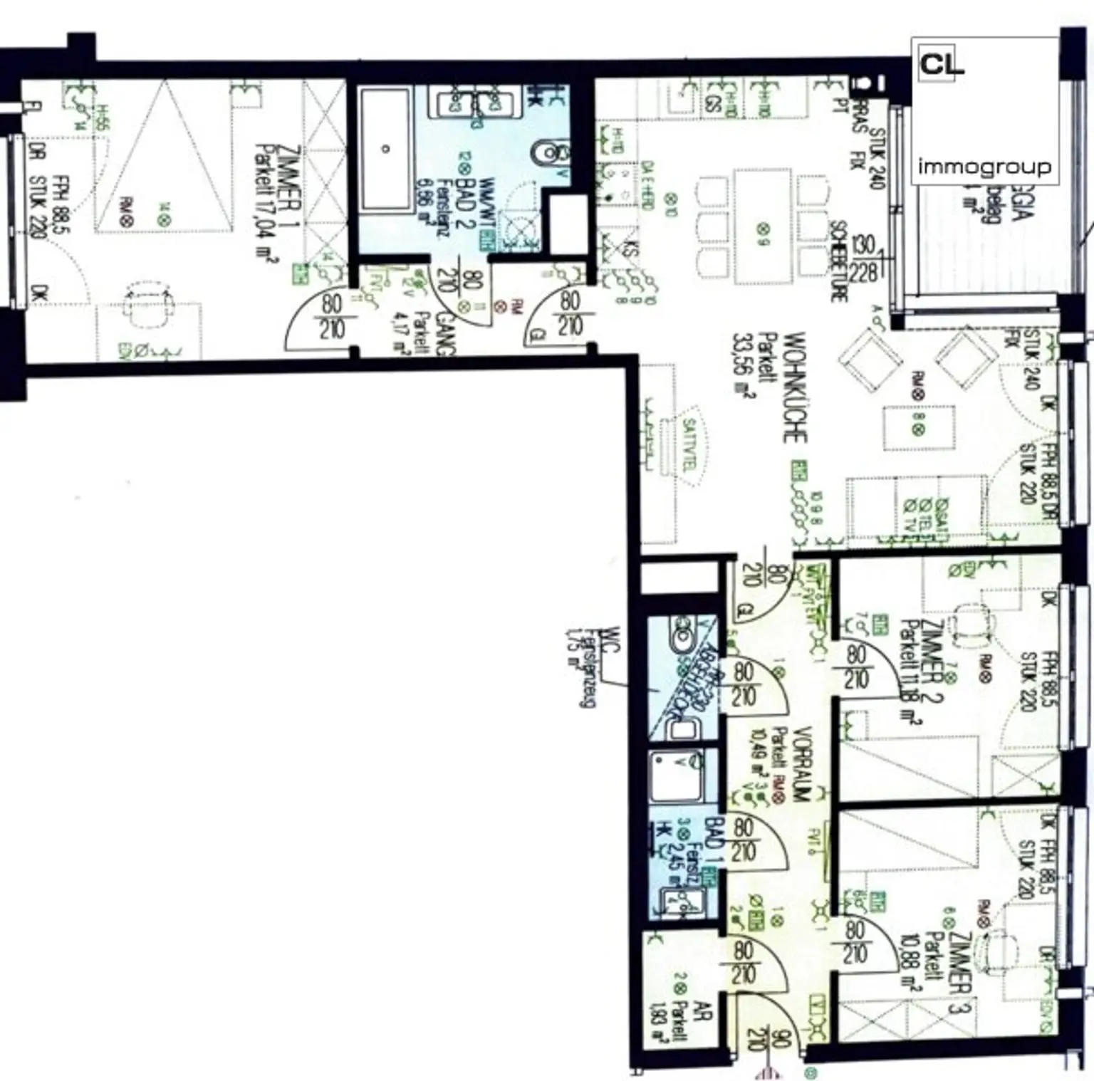 Beautiful and furnished 107 m² 4 room apartment with terracce for rent in 1210 Vienna located directly at the Obere Alte Donau!
