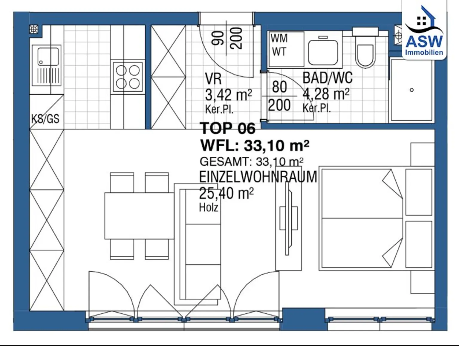 Stilvolle 1 - Zimmerwohnung nähe Bahnhof Meidling