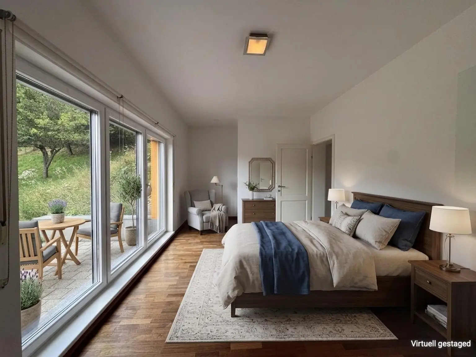 Schlafzimmer virtuell gestaged