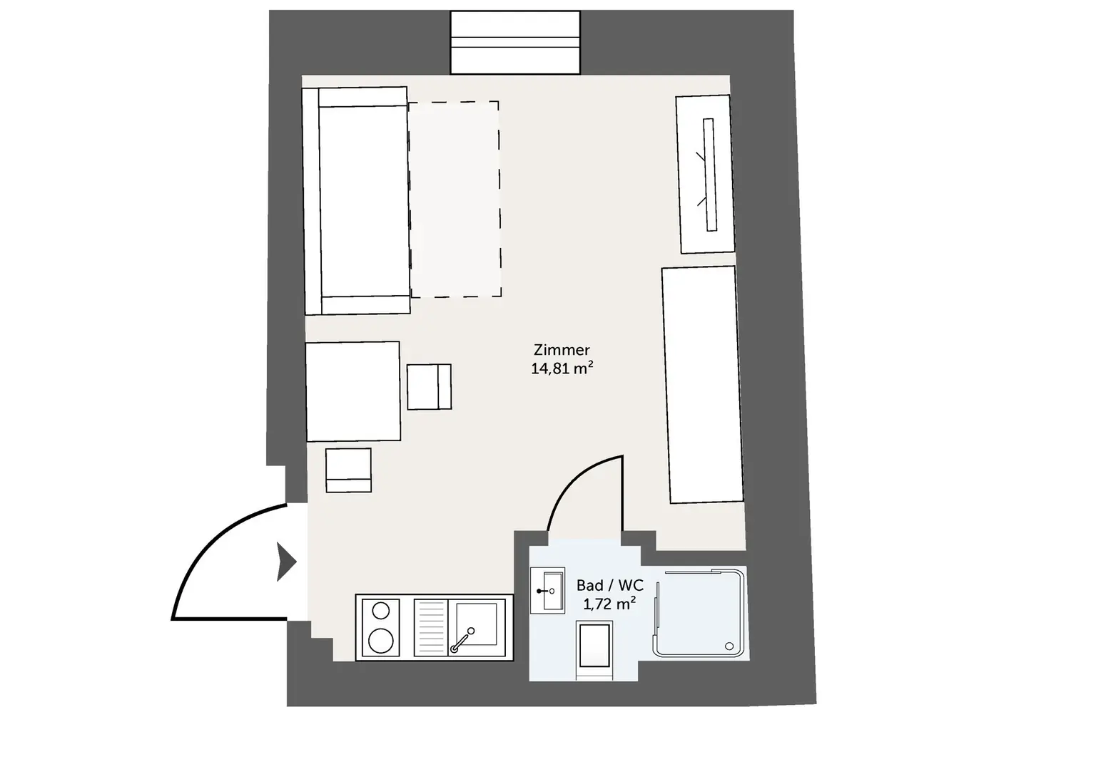Kompaktes 1-Zimmer-Apartment in zentraler Lage – ideal für Studierende oder Pendler