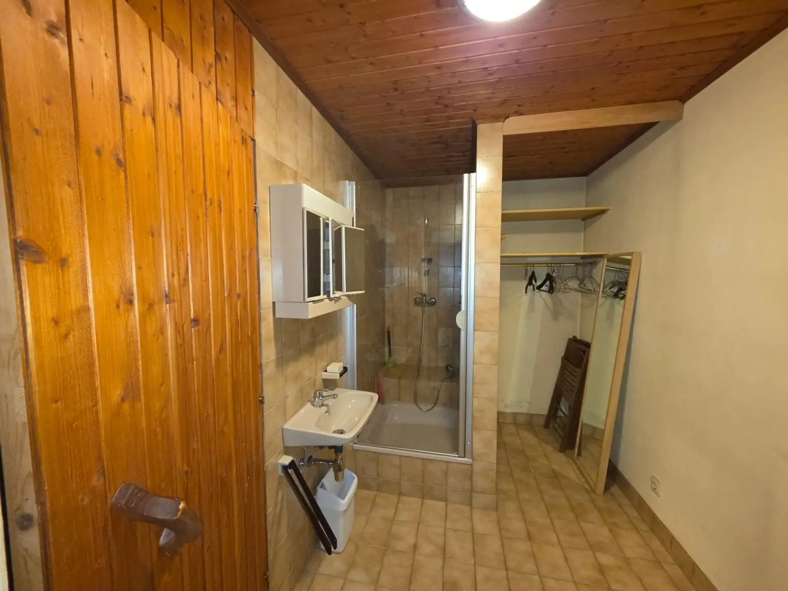 Dusche mit Sauna im Keller