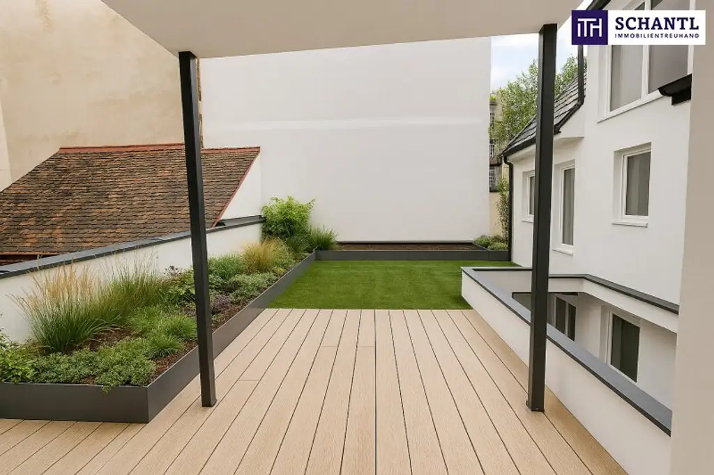 ***Altbau trifft Dachgarten – Stilvolle 3-Zimmer-Wohnung mit großer Terrasse  – hochwertiger Sanierung + Klimaanlage & Luftwärmepumpe***