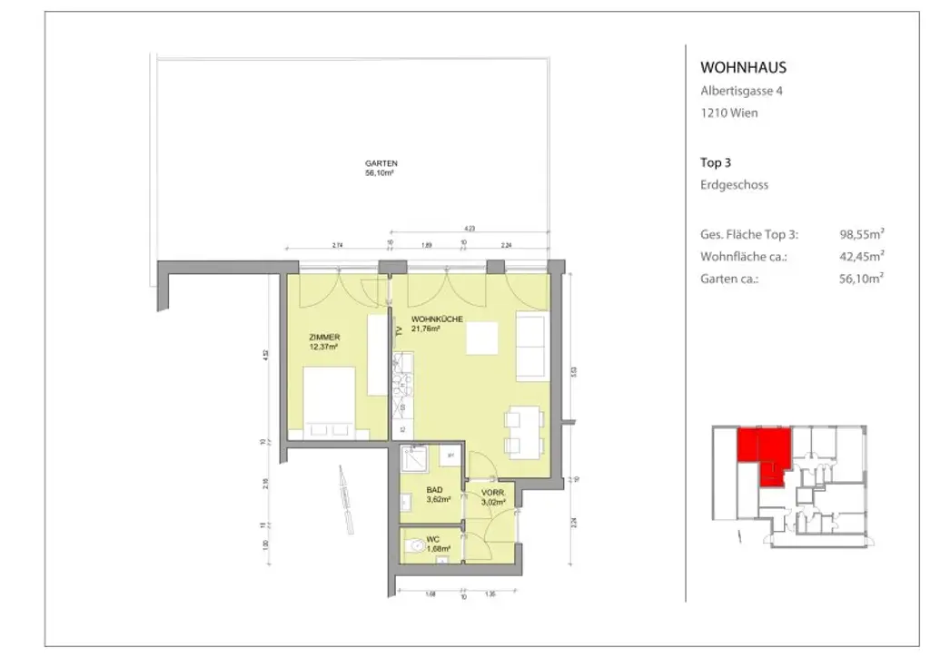 GARTENWOHNUNG mit 2-Zimmer-Wohnung und Erdwärme