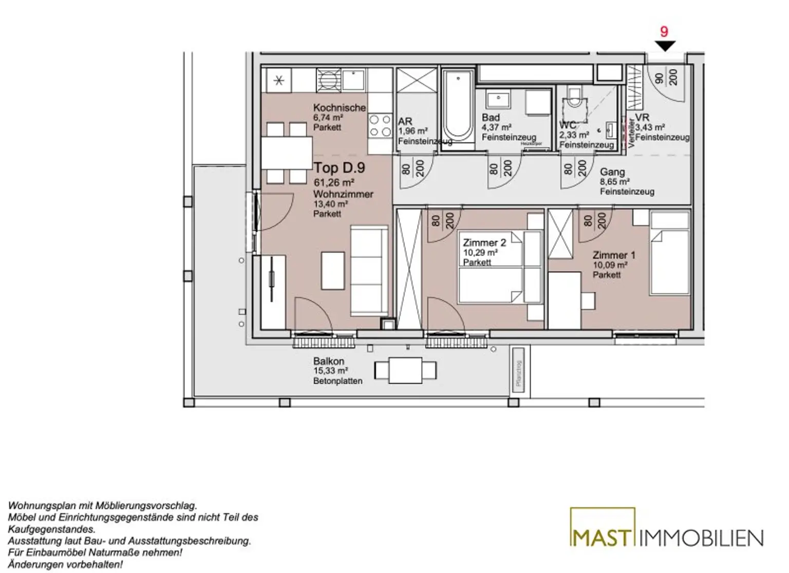 Nähe Donauzentrum: Traumhafte 3-Zimmer Wohnung mit 15qm Balkon