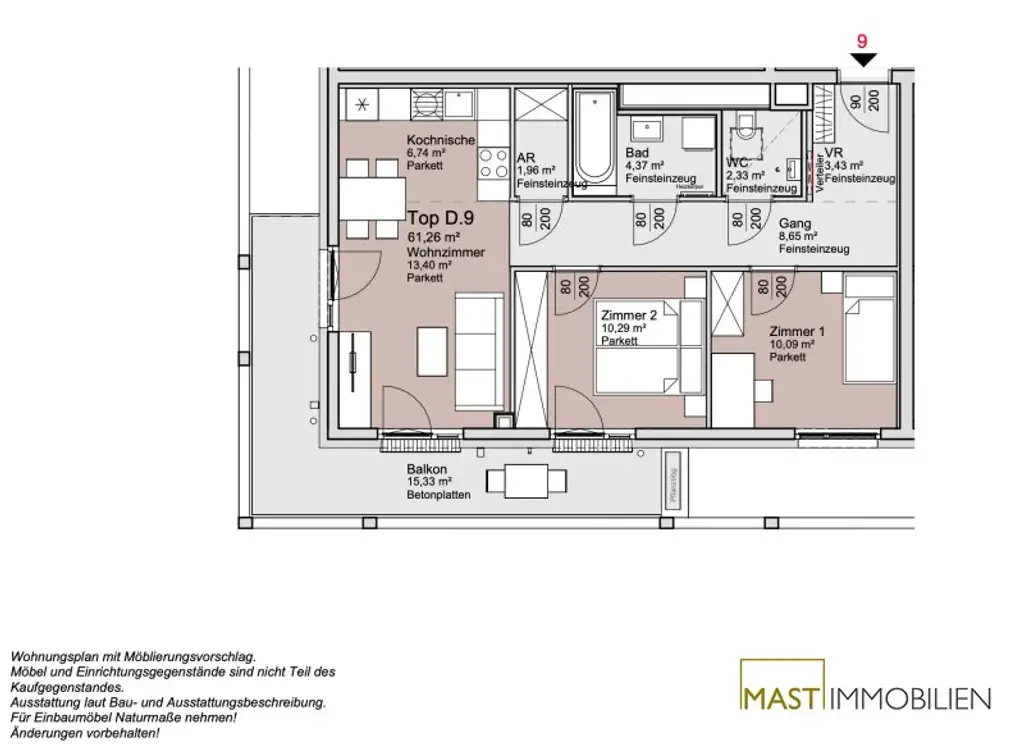 Nähe Donauzentrum: Traumhafte 3-Zimmer Wohnung mit 15qm Balkon