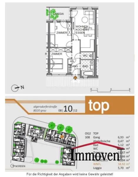 3 Zimmer-Neubauwohnung mit Loggia nahe der FH Joanneum!