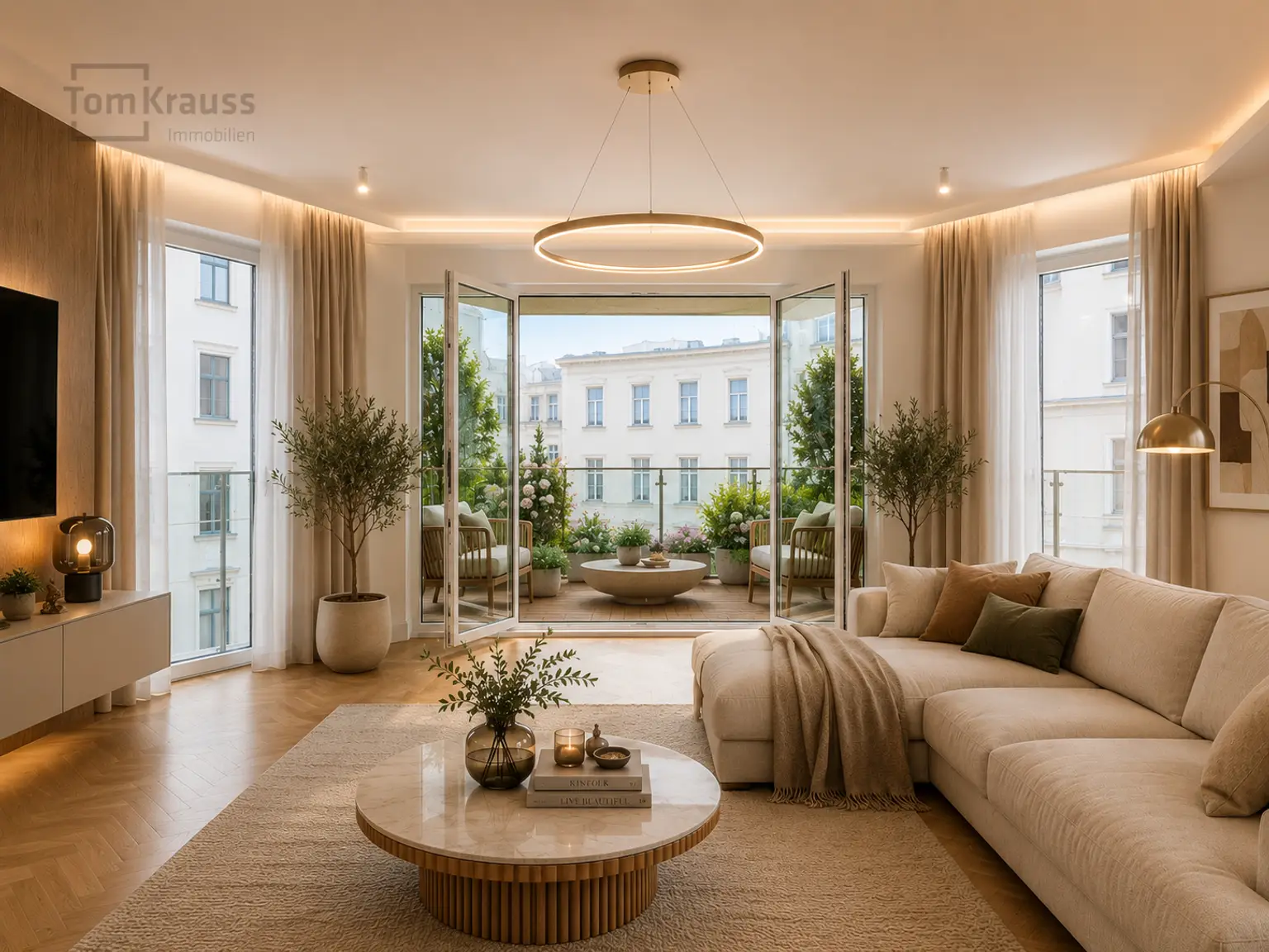 Musterwohnung Wohnzimmer KI Staging