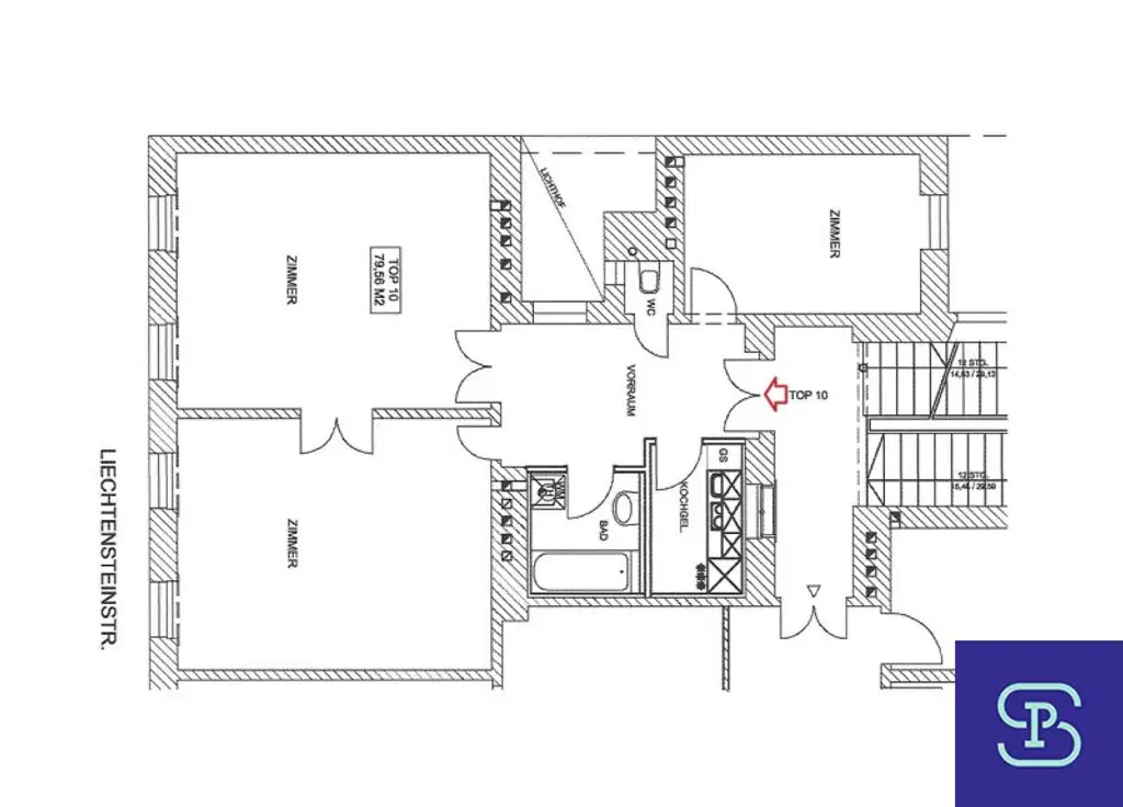 Provisionsfrei: Klassischer 80m² Altbau mit 3 Zimmern und Einbauküche - 1090 Wien