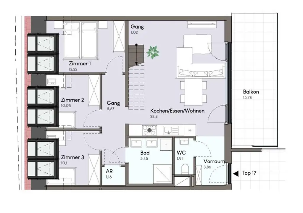 4-Zimmer-Dachgeschosswohnung mit XL-Dachterrasse, zusätzlichem Dachraum & perfekter Infrastruktur im Haus