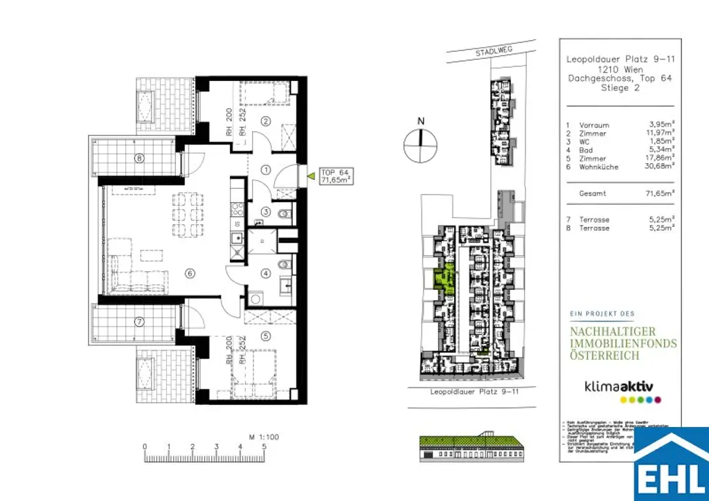 LEOPOLD XXI – Lichtdurchflutete 3-Zimmer-Dachgeschosswohnung mit 2 Balkonen!