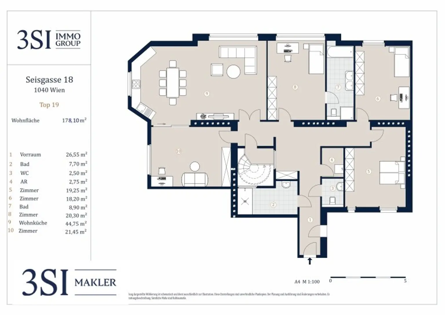 Luxus-Dachgeschoß-Wohnung in exklusiver Lage – 178 m² mit Dachterrasse und Panoramablick über Wien