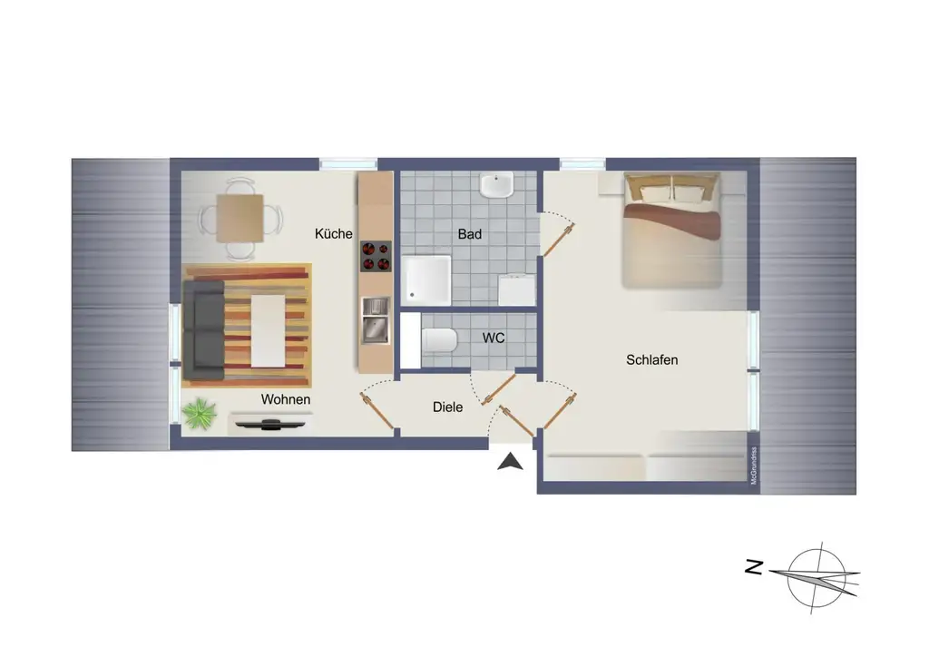 2-Zimmer-Dachgeschosswohnung mit Parkplatz und Klimaanlage!