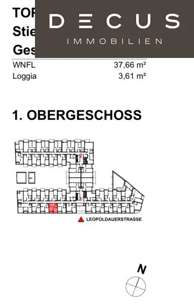 / NIEDRIGENERGIEHAUS / AUSGEZEICHNETE LAGE / NAHE THERESA-TAUSCHER-PARK / RICHTUNG SÜDEN / 10 JAHRE MIETDAUER / AUSSENFLÄCHE / 1. STOCK