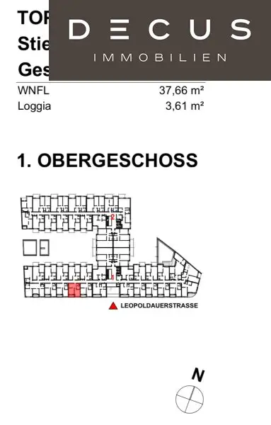 / NIEDRIGENERGIEHAUS / AUSGEZEICHNETE LAGE / NAHE THERESA-TAUSCHER-PARK / RICHTUNG SÜDEN / 10 JAHRE MIETDAUER / AUSSENFLÄCHE / 1. STOCK