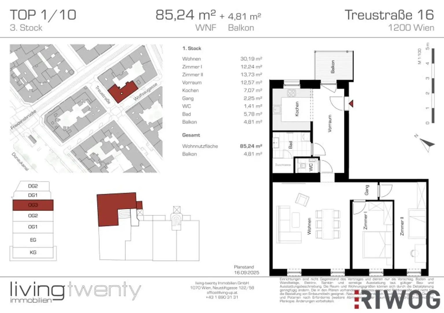 INITIATIVE TOP 100 - RAUS AUS GAS | 3-Zimmer Altbauwohnung mit Innenhofbalkon nahe dem Augarten | U4 Friedensbrücke