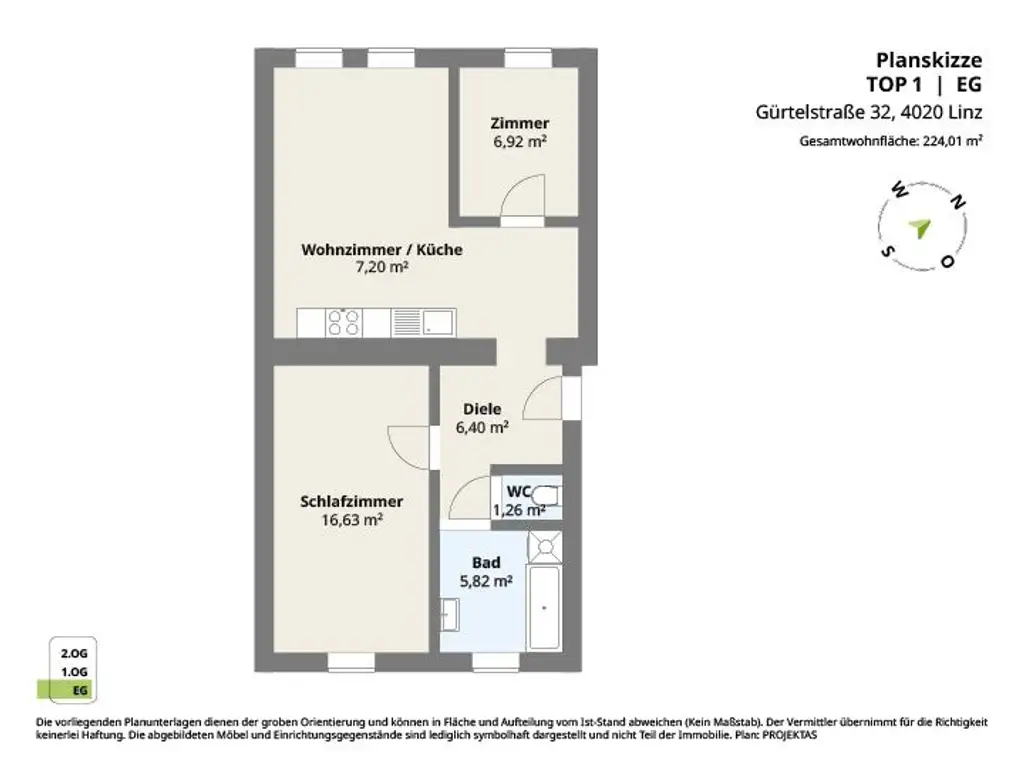 Kompakte 3 Zimmerwohnung im Zentrum von Linz!