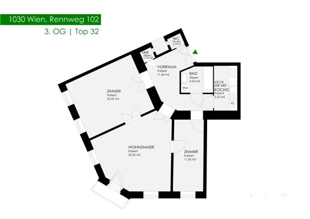 3-Zimmer + inkl. hochwertiger separater Einbauküche - Stilaltbau am Rennweg - S-Bahn St. Marx ums Eck