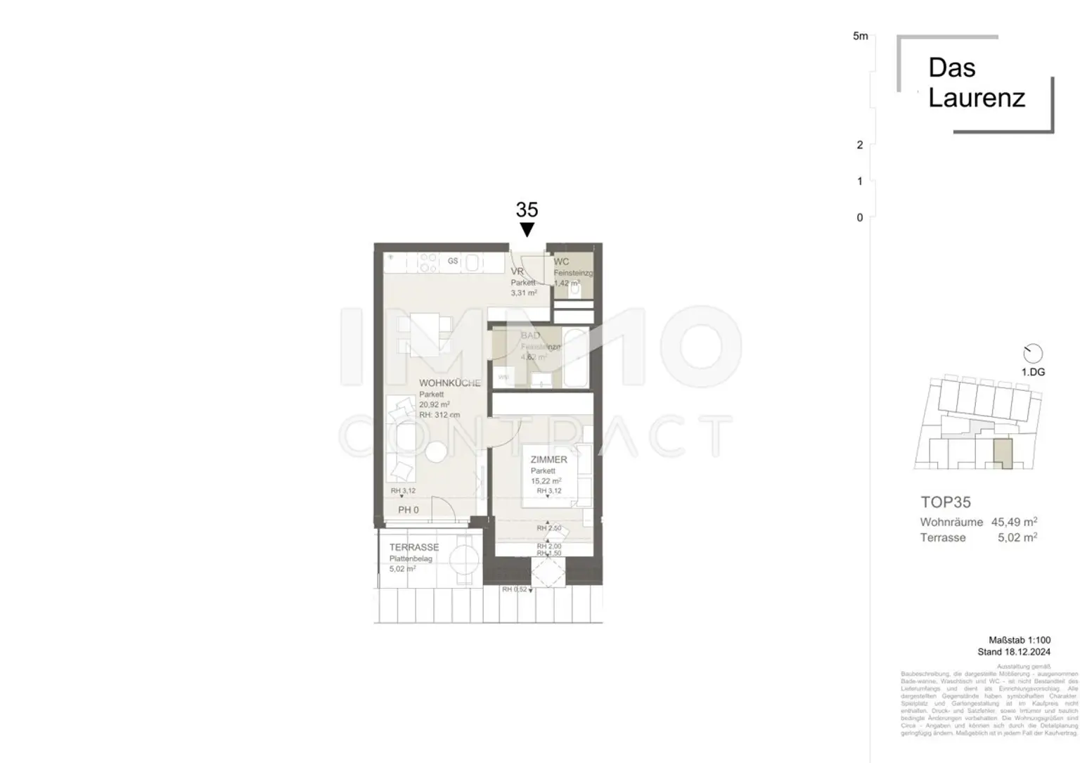 TRAUM - Sonnige 2 Zimmerwohnung mit Dachterrasse - 1 bedroom Apartment with terrace