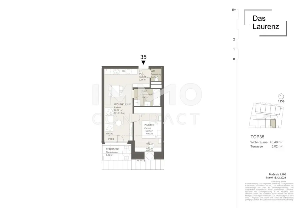 TRAUM - Sonnige 2 Zimmerwohnung mit Dachterrasse - 1 bedroom Apartment with terrace