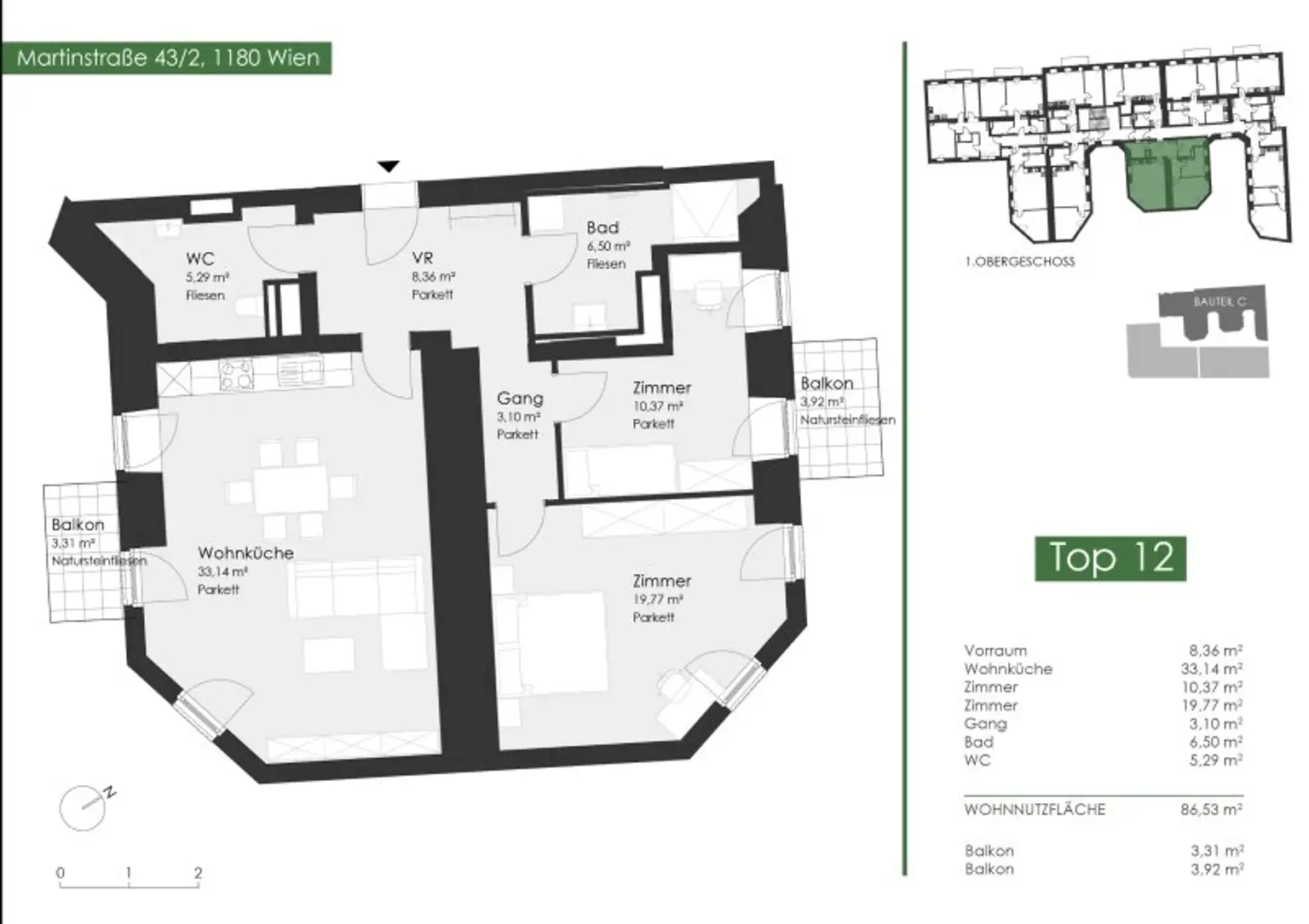 Moderne 3-Zimmer-Wohnung mit 2 Balkonen in 1180 Wien – Ihr Erstbezug wartet!