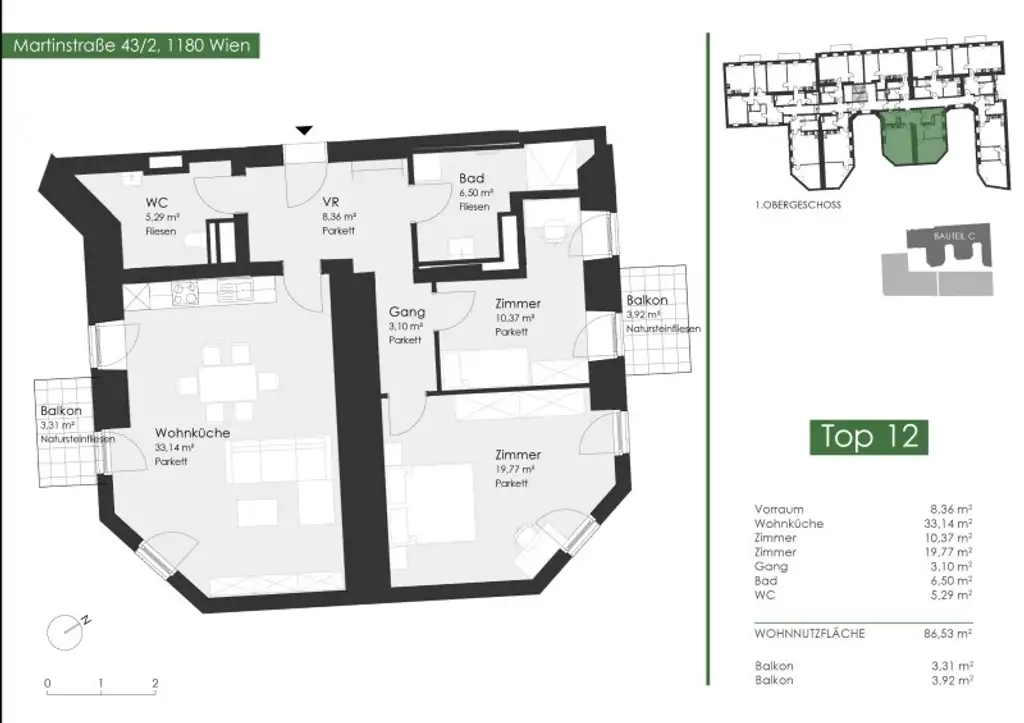 Moderne 3-Zimmer-Wohnung mit 2 Balkonen in 1180 Wien – Ihr Erstbezug wartet!
