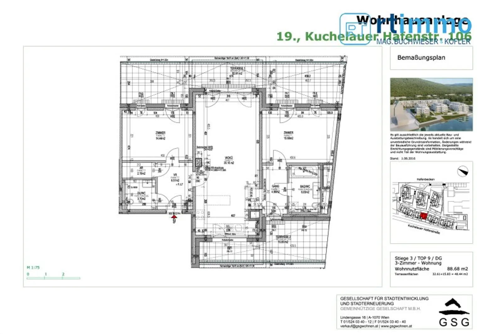 DONAUBLICK: EXKLUSIVER TERRASSENTRAUM MIT OST-WEST-AUSRICHTUNG IN DER KUCHELAU