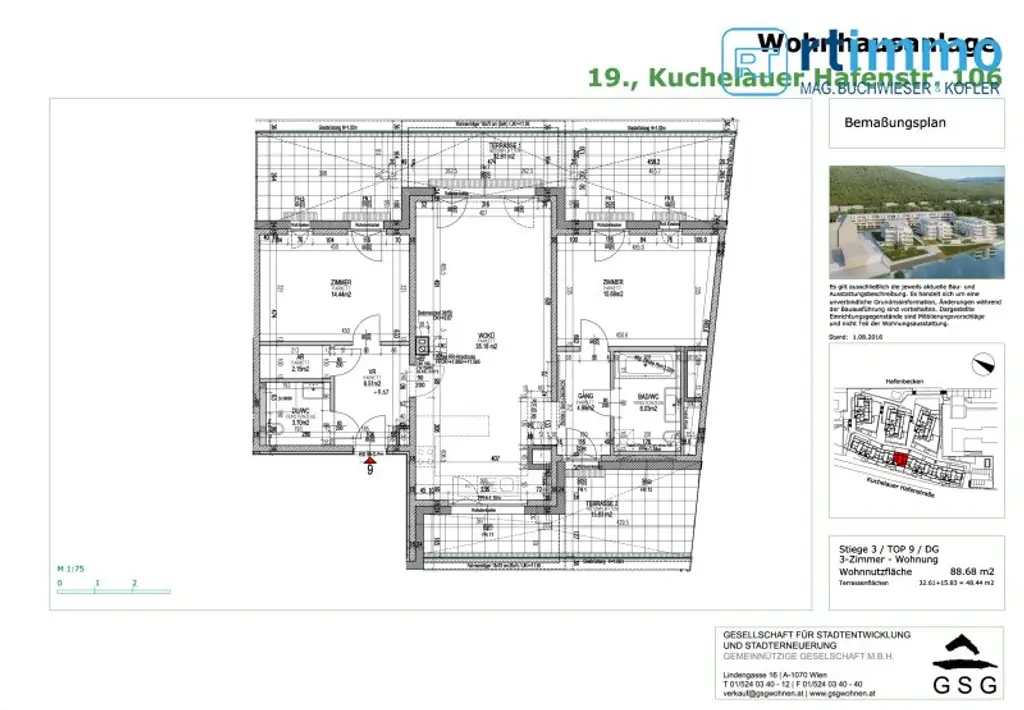 DONAUBLICK: EXKLUSIVER TERRASSENTRAUM MIT OST-WEST-AUSRICHTUNG IN DER KUCHELAU