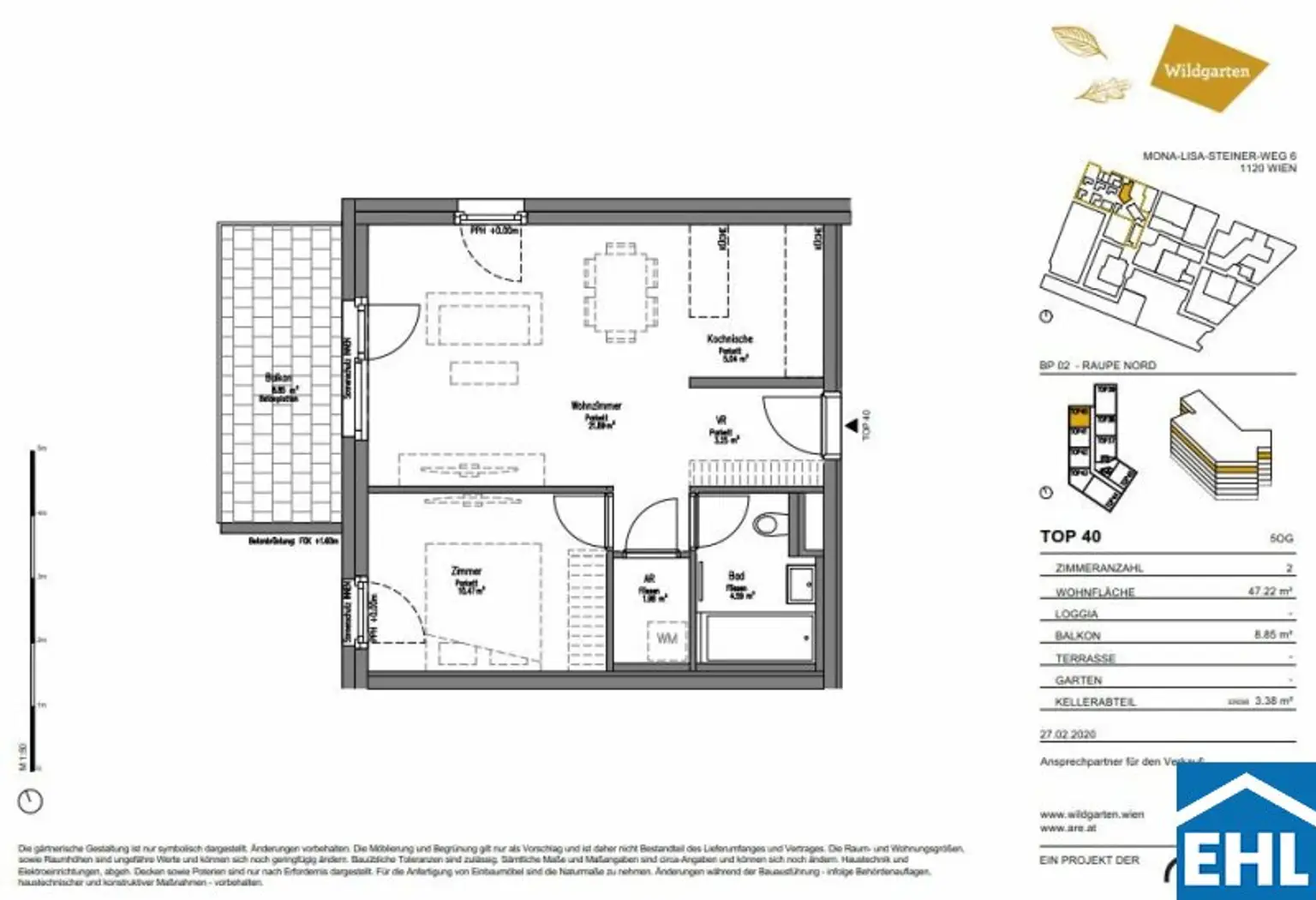 WOHNQUARTIER WILDGARTEN - 2-Zimmerwohnung mit westseitigem Balkon!
