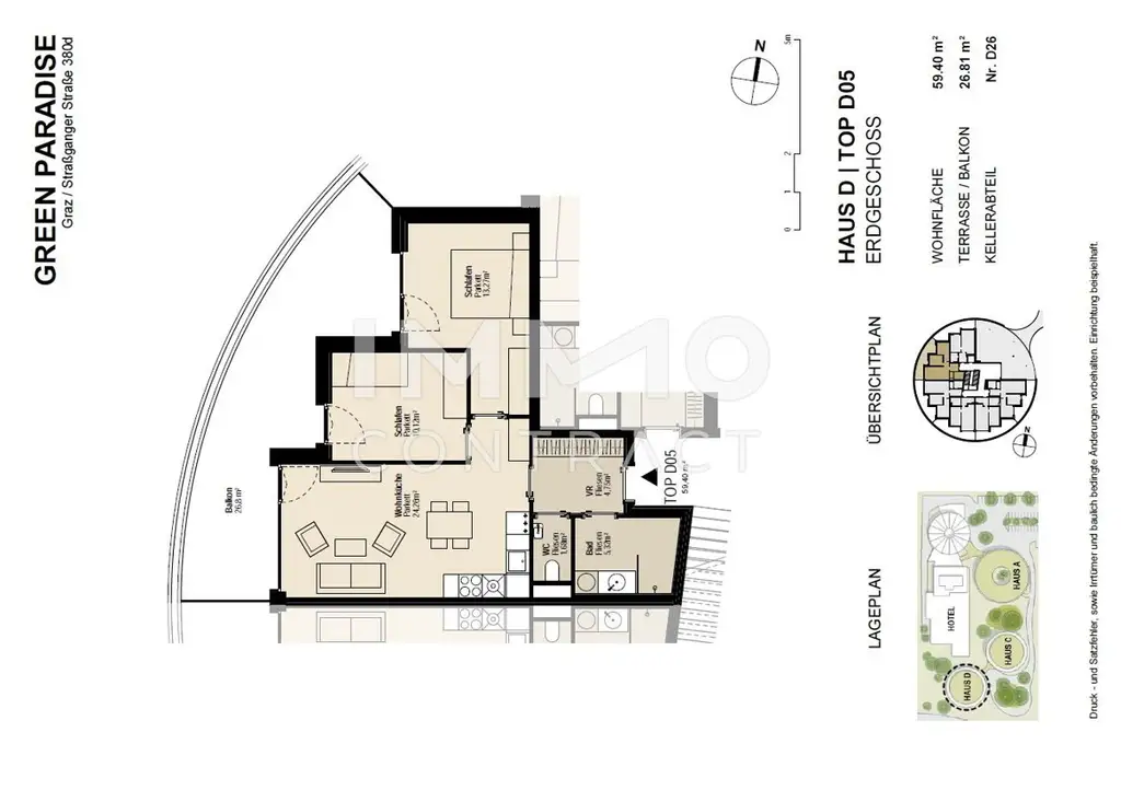 STRASSGANGER Straße 380d : Neuwertige 3 Zimmer- Wohnung mit großem Balkon - Straßganger Straße 380 d - Top 05d