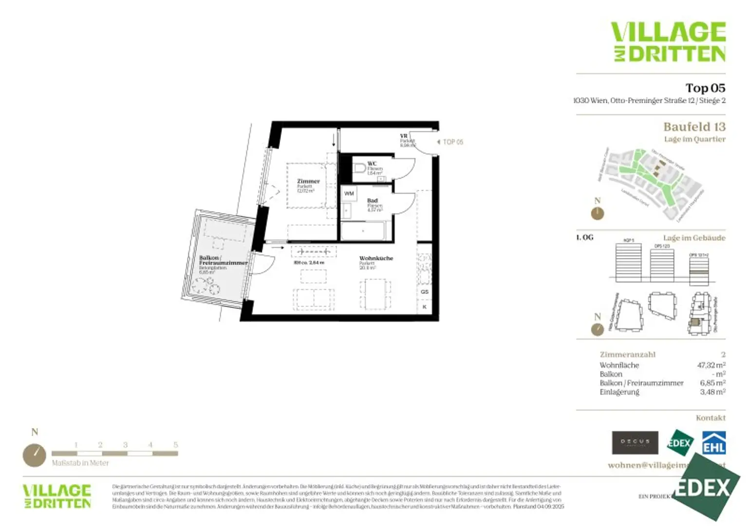 2-Zimmer-Wohnung mit Balkon, Abstellraum und Badewanne | URBAN DAHEIM | BAUFELD 13