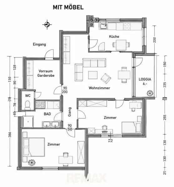 ETW 2000 Stockerau - Plan möbliert