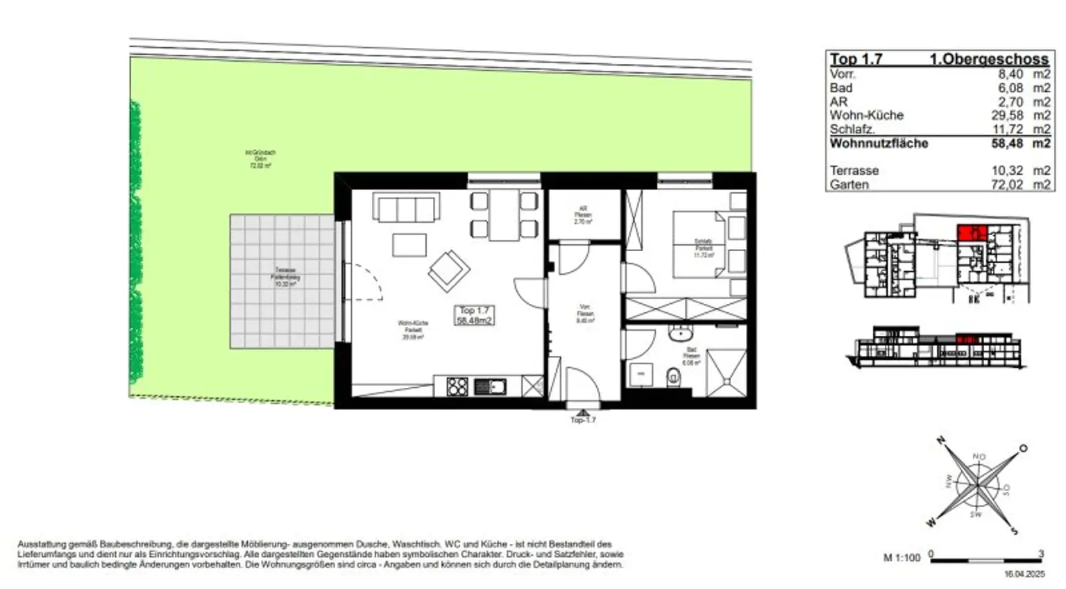 TOP 1.7 - NEUBAU - ERSTBEZUG - 2 Zimmerwohnung mit Eigengarten, Terrasse, ein eigener Tiefgaragenplatz