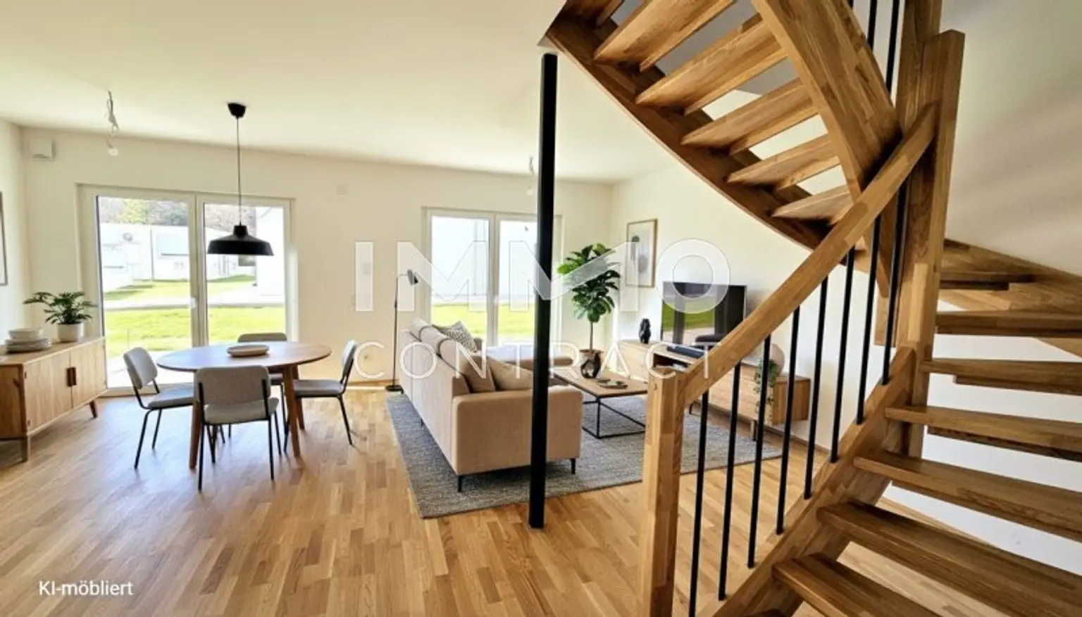 Wohnzimmer KI-möbliert