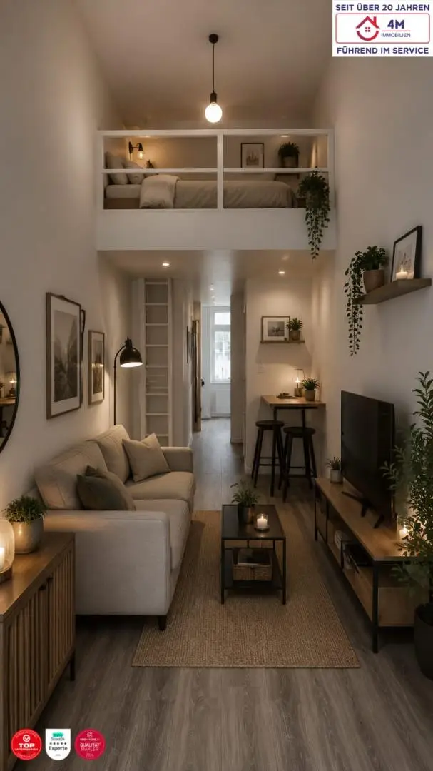 KI generiert (Wohnzimmer und Schlafnische)
