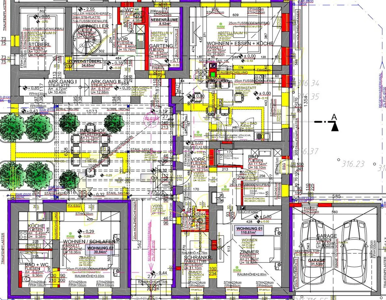 Dreikanthof mit vier Grundstücken in einer Sackgasse (ruhige Lage)