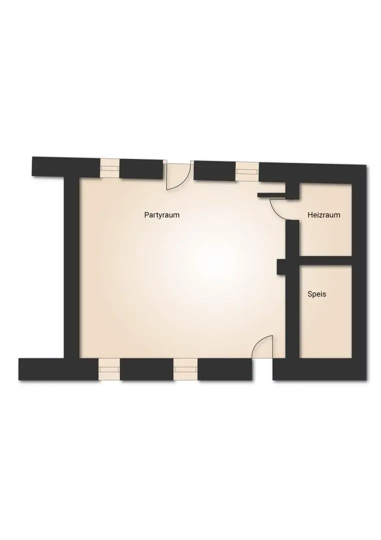 schematische Grundrissdarstellung Partyraum