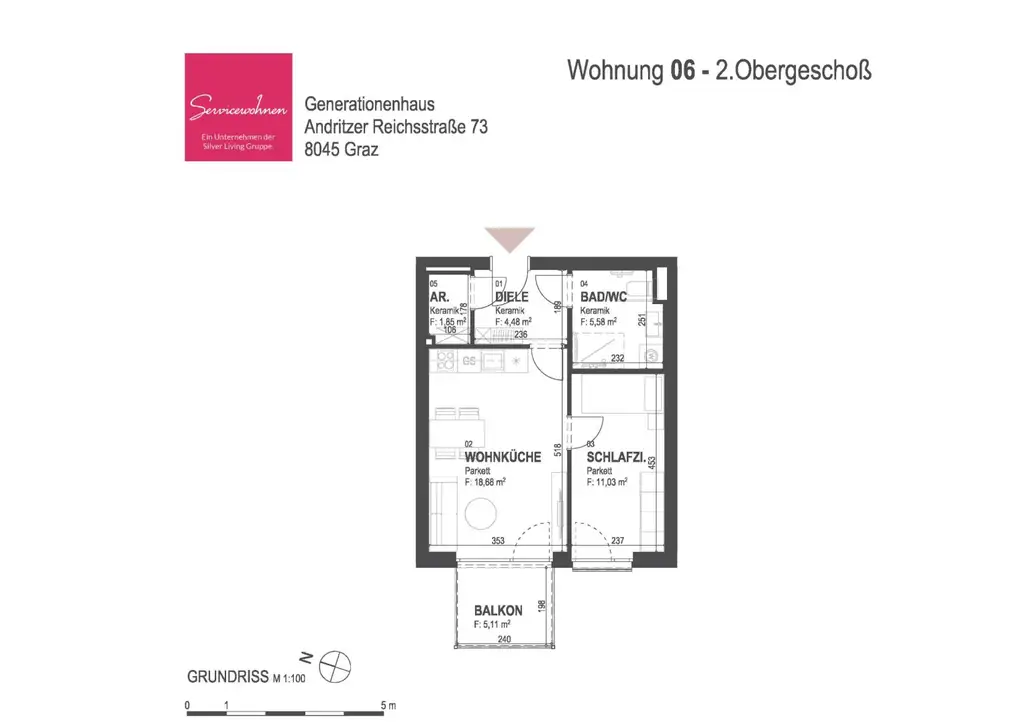 Stadthaus Andritzer Reichsstrasse  - Neubau- Mietwohnung mit Balkon, Top 06 [GF,AR]
