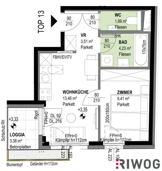 ERSTBEZUG mit Loggia | 2-Zimmer Neubau | Ost-Ausrichtung | Fernwärme | Fassadenbegrünung | TG-Stellplatz optional | Nachhaltiges Wohnbauprojekt
