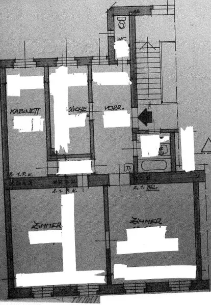 ROCHUSMARKT-NÄHE, sonnige 103 m2 Altbau, 3 Zimmer, WG-geeignet, Küche, Wannenbad, Parketten, Geusaugasse