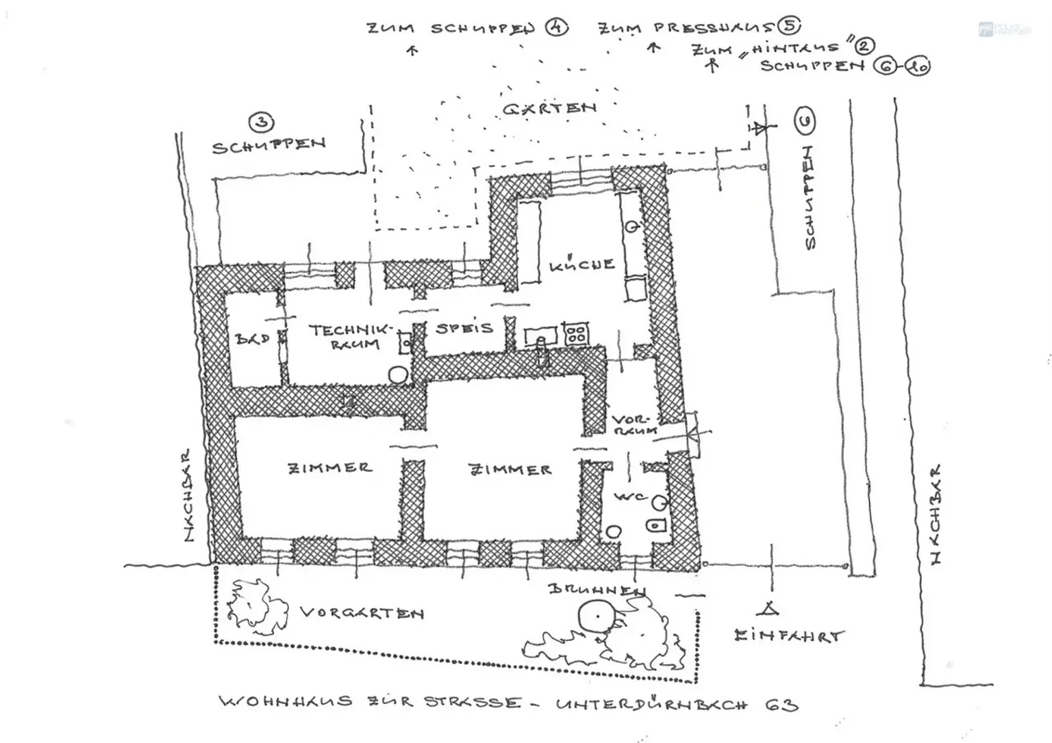 Wohnhaus Nr. 1 auf Lageplan