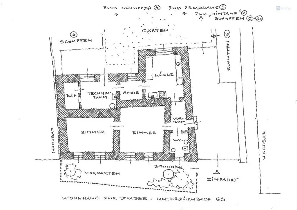 Wohnhaus Nr. 1 auf Lageplan