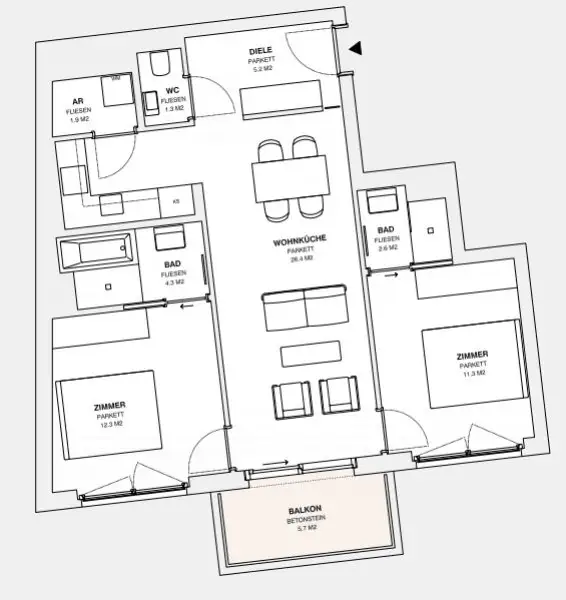 ++MOLLARD 50++ Moderne 3-Zimmer-Wohnung mitten im Herzen der Stadt (1/12)