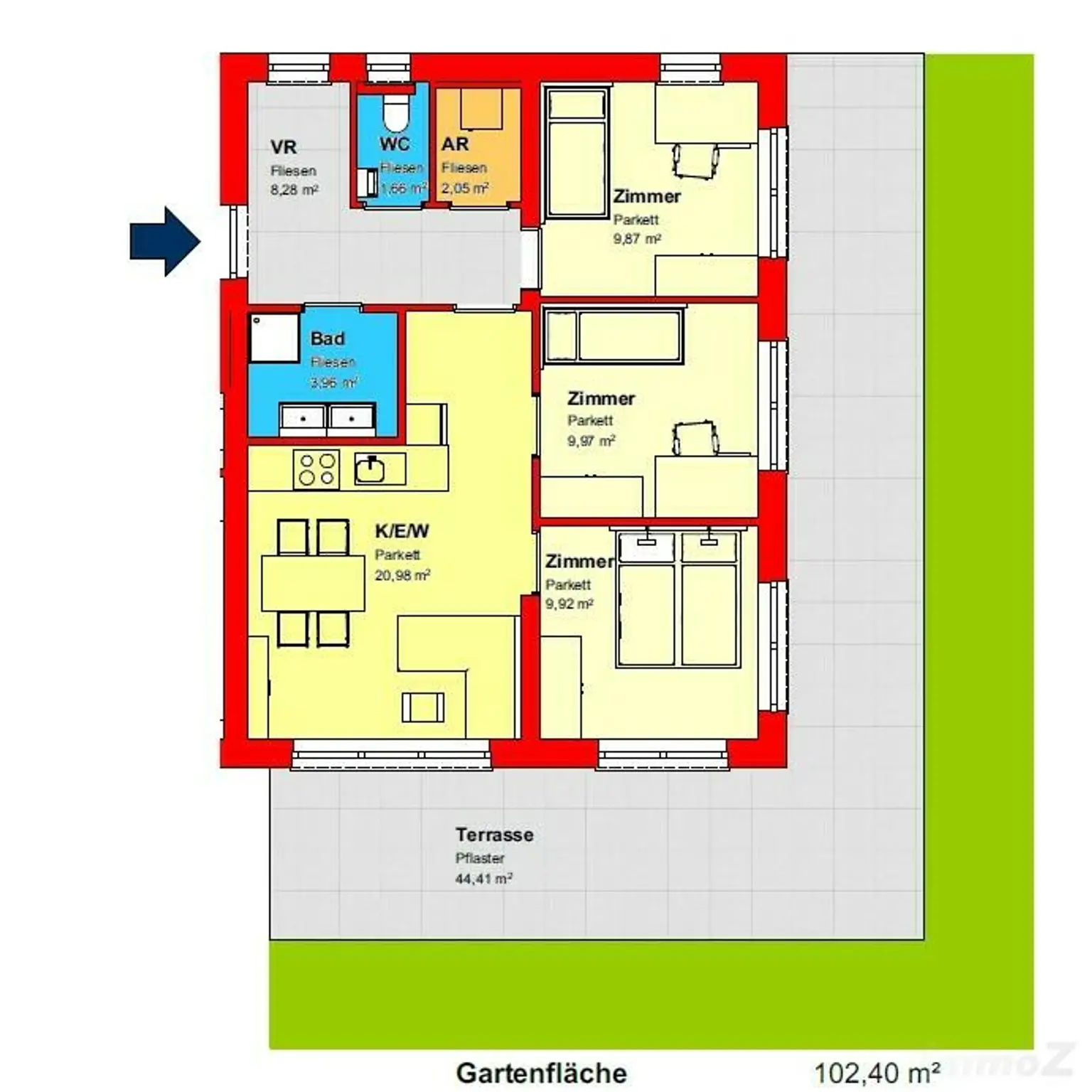 Neubau Wohlfühloase in Graz-Wetzelsdorf - 4-Zimmer-Gartenwohnung ab Nov./Dez. 2026 zu verkaufen!