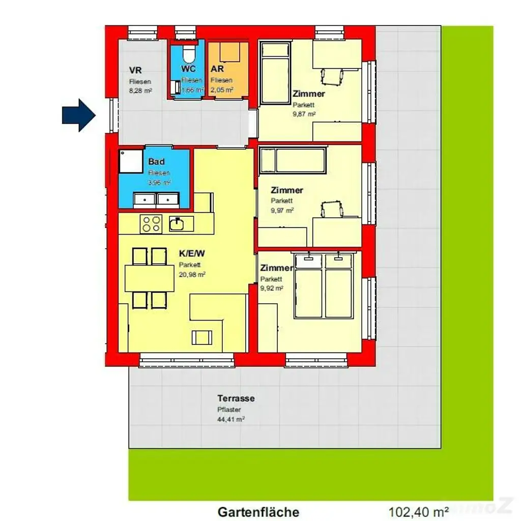 Neubau Wohlfühloase in Graz-Wetzelsdorf - 4-Zimmer-Gartenwohnung ab Nov./Dez. 2026 zu verkaufen!