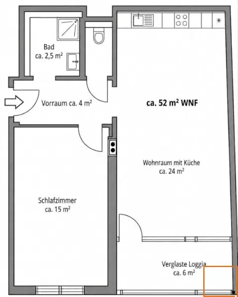 Plan mit Vorschlag für Dusche