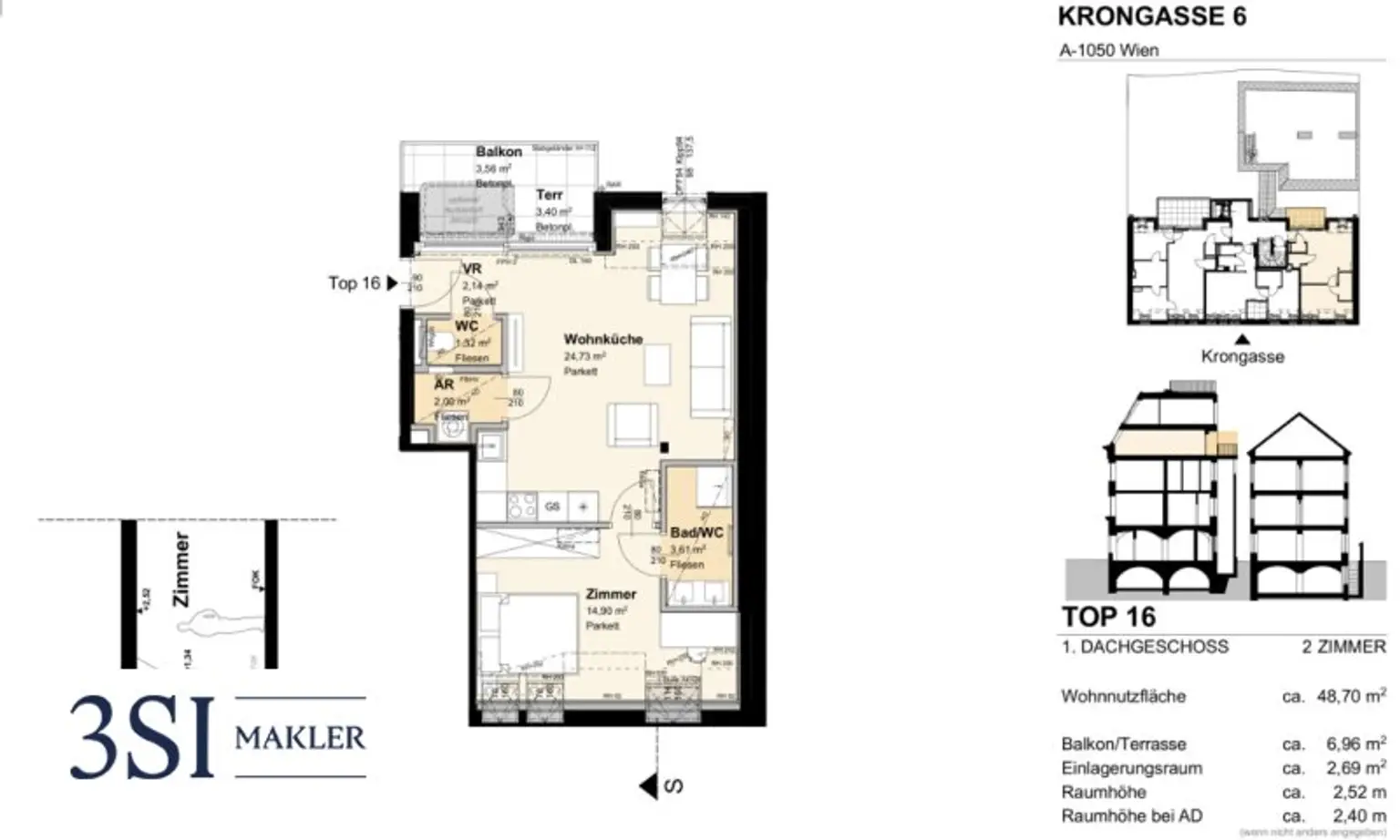 Modernes Wohnen über den Dächern: Charmante 2-Zimmer-Dachgeschoßwohnung mit Terrasse