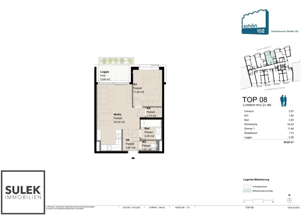 2 Zimmer Zweitbezugswohnung mit sonniger Loggia in wunderschönem Neubauprojekt "Schön102" nahe U4 - ab 01.11.25!