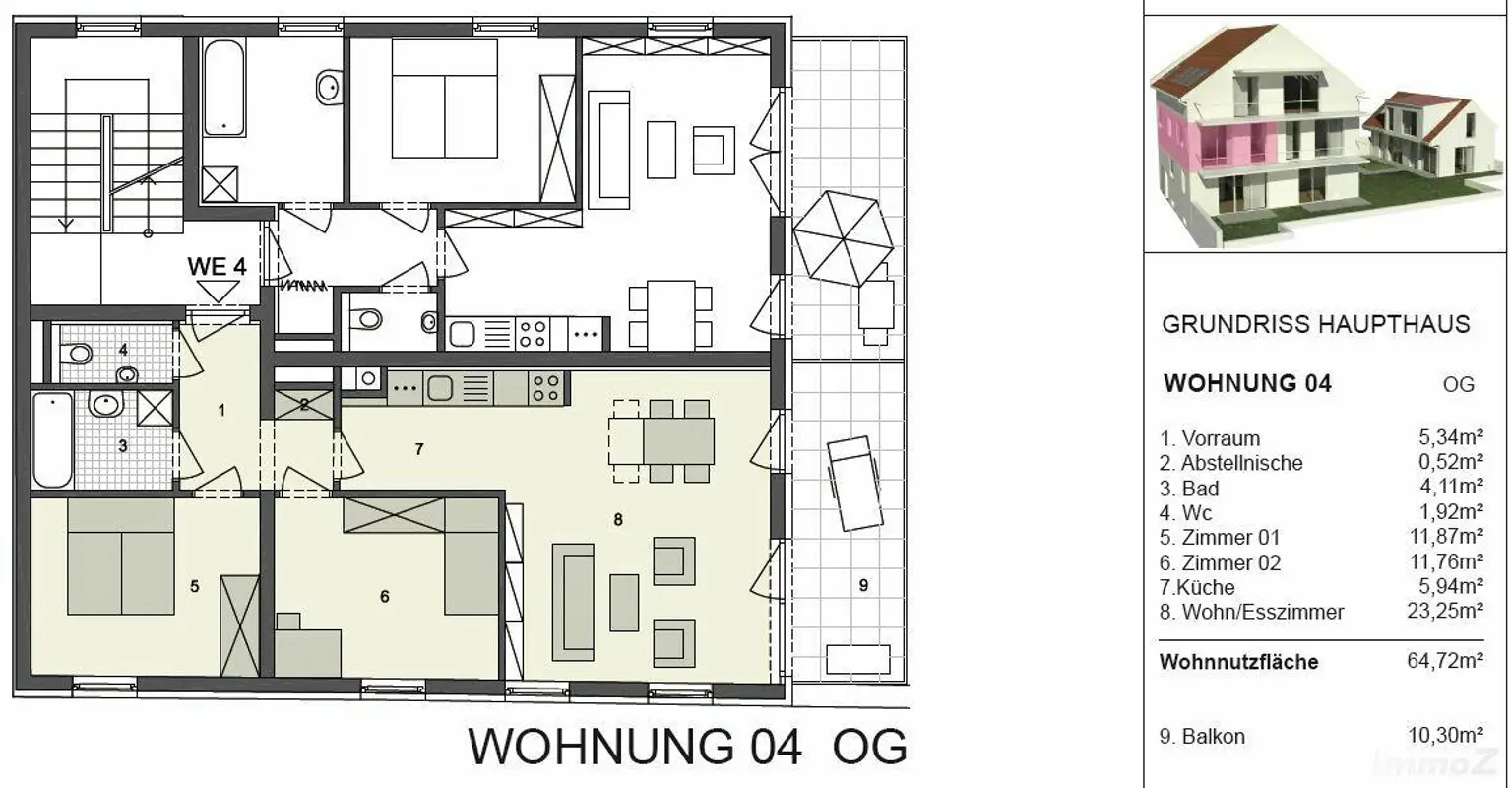 Entzückende Dreizimmerwohnung mit Balkon!